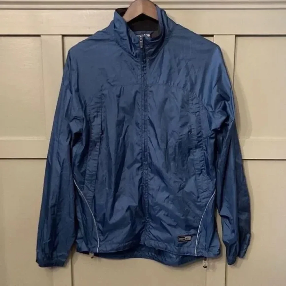 REI Full Zip Up Windbreaker Jacket Outdoor Hiking Navy Blue Mens Size Medium